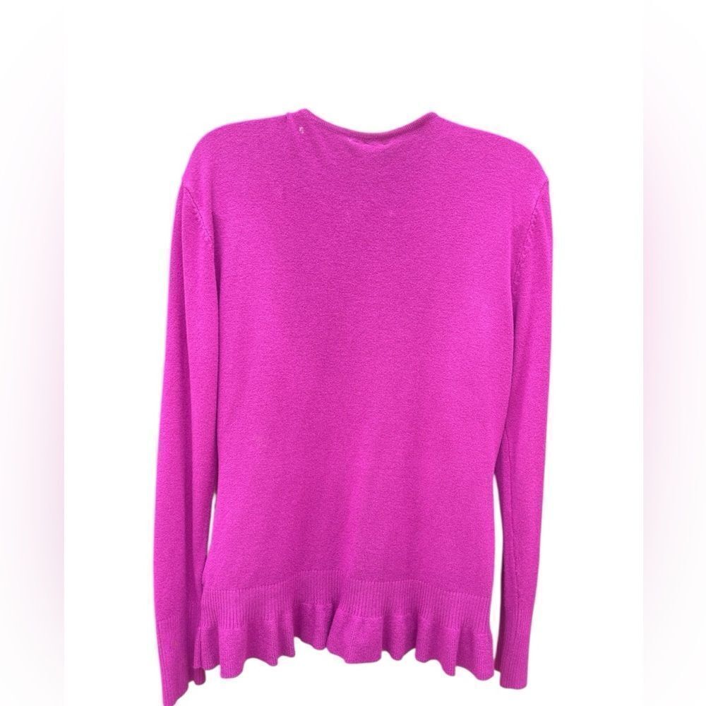 VILA Fuchsia Ruffle Trim Cardigan zipper Long Sleeve Large - Picture 3 of 7